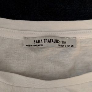 Zara White Crop Front Twist Shirt